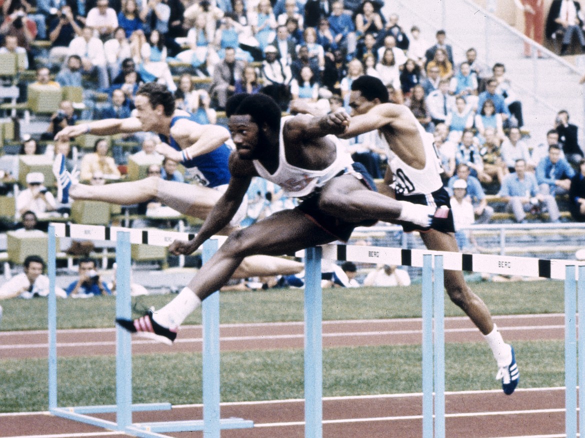 Thomas Hill, right, won the bronze medal in the 110-meter hurdles at the 1972 Olympics in Munich, German. Rod Milburn, center, also of the U.S., won the gold and Guy Drut, left, of France won the silver.