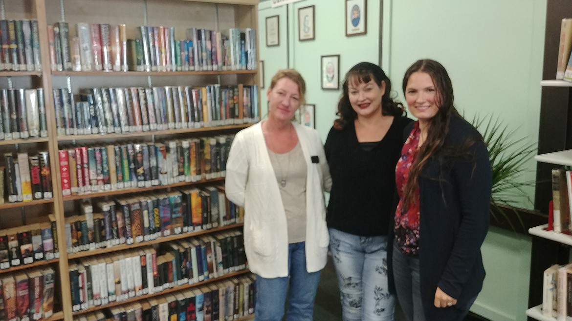 From left, are Plains LIbrary staff members Joan Bates, director Christine Shelton and Nikki Anderson. (Chuck Bandel/Valley Press)