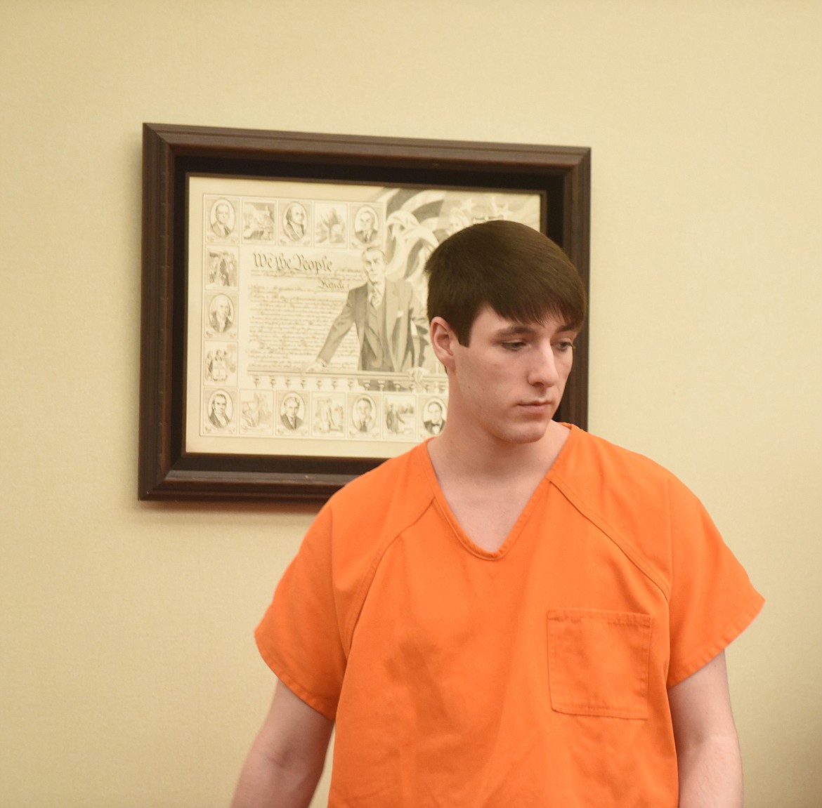 ANSEN WALTER Ingraham prepares to take a seat at the defense table prior to his change of plea hearing Thursday afternoon in Flathead District Court. Ingraham pleaded guilty to one count each of assault with a weapon and criminal endangerment for his involvement in a drive-by shooting Dec. 21, 2019. (Scott Shindledecker/Daily Inter Lake)