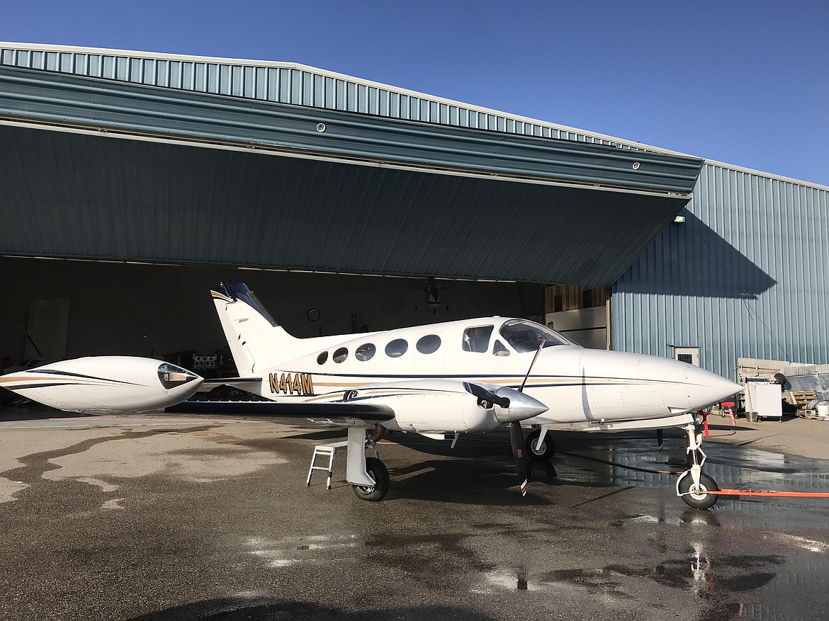 The Cessna 414 provided by charity Angel Fight West that carried Orion Davis-Lower and his mother, Crystal Lower, from Bigfork for Davis-Lower’s second heart surgery.