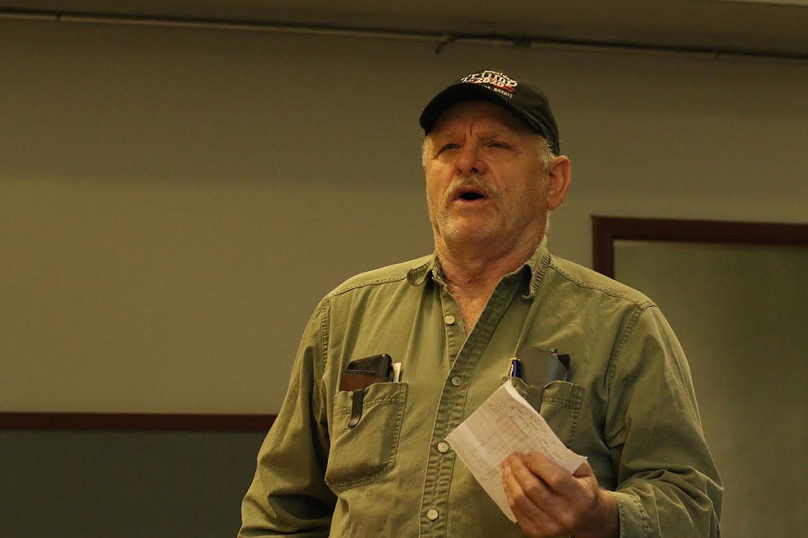 Paradise resident Danny Risland shares his feelings with the Sewer Board at Saturday’s meeting. (Chuck Bandel/Valley Press)