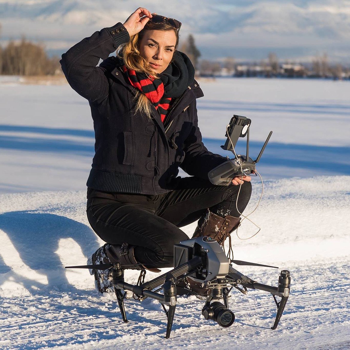 Danielle de Leon with one of Birds Eye of Big Sky’s drones. (Photo provided)