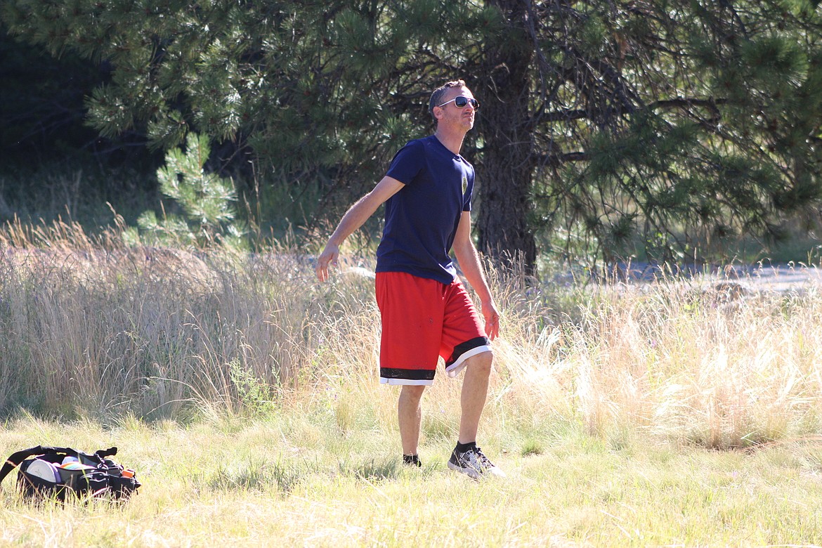 MP40 winner Raymond Tweedy admires his second shot on the first hole at Cutthroat, which he said was one of his best of the day.