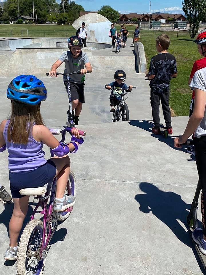 Kids working on their BMX skills at the 2020 7th Ave Skatepark clinic over the week of June 22-26. (Photo provided by Jesse Vargas)