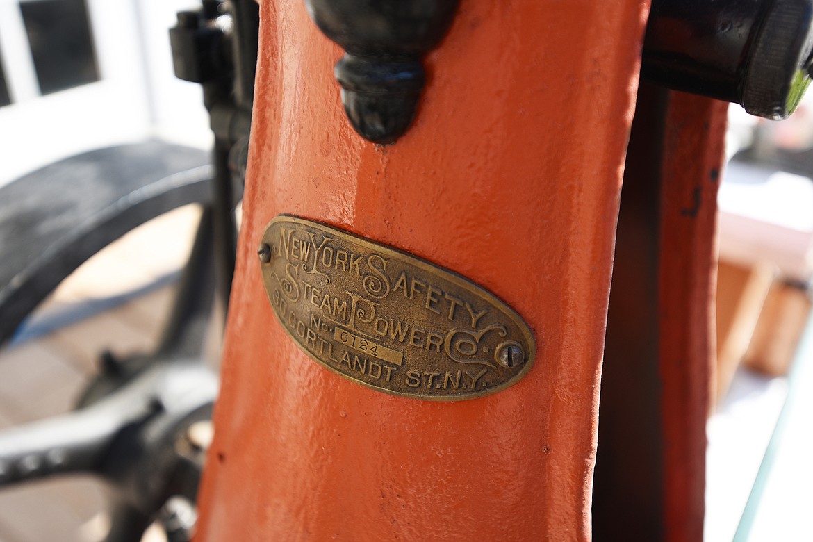 The steam engine used to power Don Bumgarner’s rotisserie grill was built by the New York Safety Steam Power Co. in the 1890s. (Jeremy Weber/Daily Inter Lake)