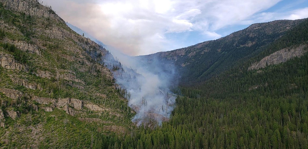 A fire burns in the Swan Mountain Range on the Flathead National Forest in this August 2020 file photo. (Flathead National Forest)