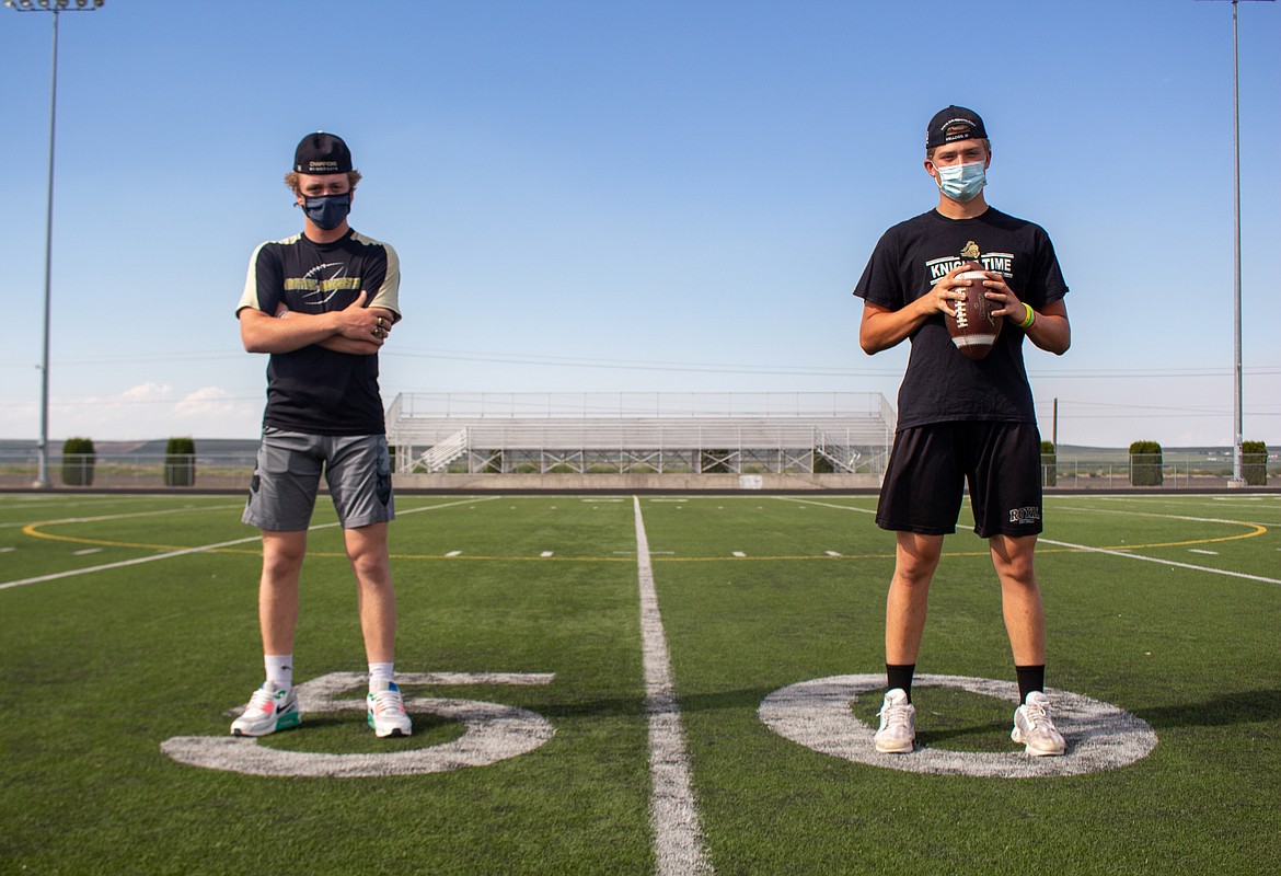 Casey McCarthy/The Sun Tribune 
 Royal High School seniors Cooper Christensen and Caleb Christensen continuing to put in work and remain focused as they eye back-to-back 1A titles to wrap up their time with the Knights.