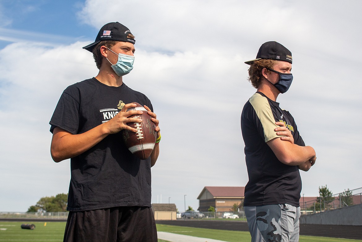 Casey McCarthy/The Sun Tribune 
 With a shortened and delayed season, Royal High School seniors like Caleb Christensen and Cooper Christensen feel an added urge to make the most of their final year on the gridiron.