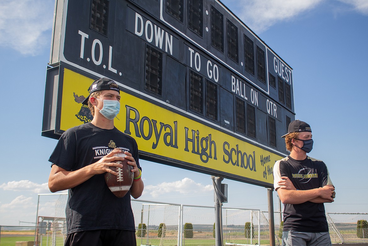 Casey McCarthy/The Sun Tribune 
 Caleb Christensen and Cooper Christensen have been working since last season ended as they continue to stay focused on returning to the 1A State Championship game this spring.