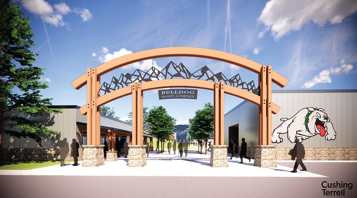 This artist rendering shows a proposed entrance to the future Bulldog Sports Complex by the architects designing the project, Cushing Terrell. (Rendering by Cushing Terrell)