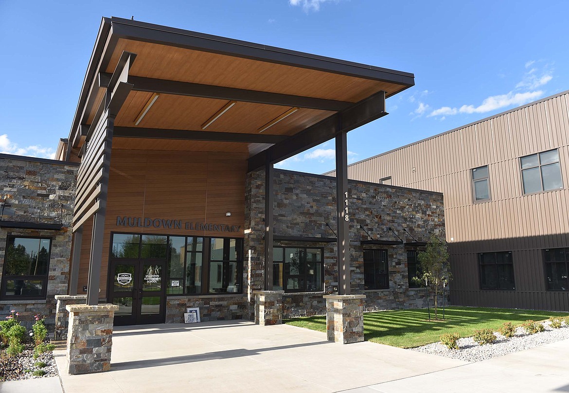 The main entrance to the new Muldown Elementary School building. (Heidi Desch/Whitefish PIlot)