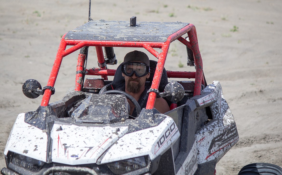 Jack Hurt gets set for a ride around the track at the Off Road Race Around the Bowls event at the Moses Lake Sand Dunes on Saturday afternoon.