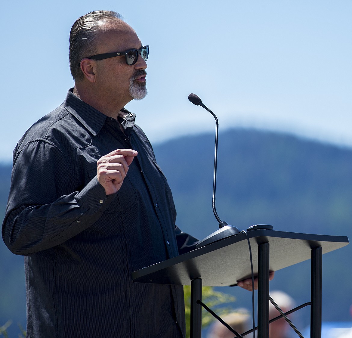 LOREN BENOIT/Press file 
 Pastor Paul D. Van Noy of Candlelight Christian Fellowship leads closing prayer and the Benediction May 4, 2017 at Coeur d'Alene's National Day of Prayer event at McEuen Park's Veterans Memorial.