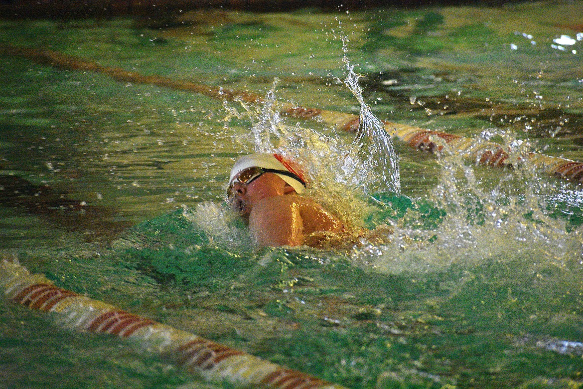 (Photo by DYLAN GREENE) 
 Senior Mikayla Schoening swims in the girls 200 free on Sept. 28 at Litehouse YMCA. Schoening is a finalist for the girls swimming award.