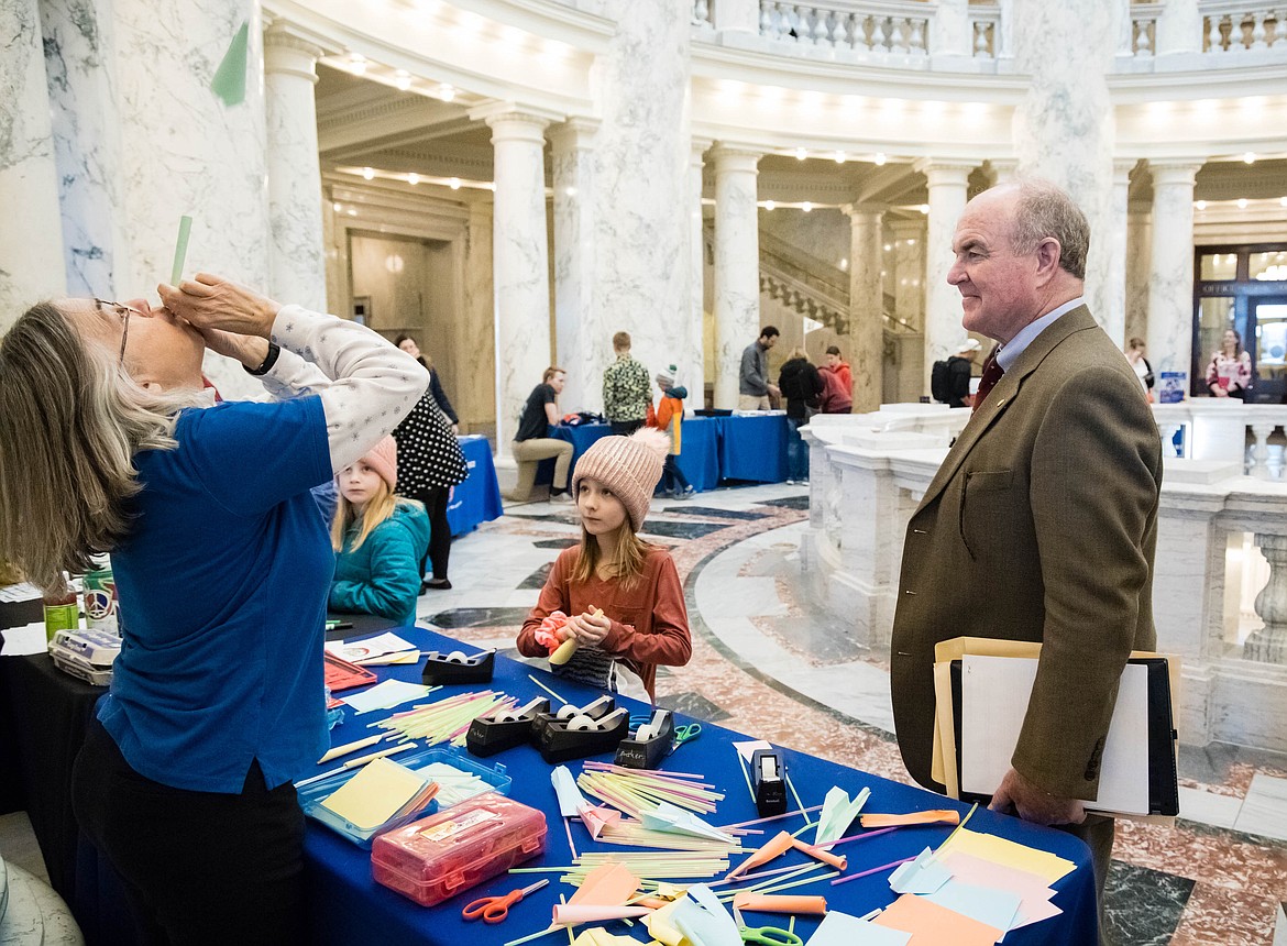 Idaho Rep. Jim Addis, R-Coeur d’Alene, learns about science, technology, engineering, and math at the fifth annual STEM Matters! celebration. Hundreds of Idahoans converged at the State Capitol on We