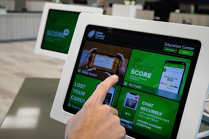 The newest ICCU branch in Coeur d’Alene features self-service tablets for credit union members to use.