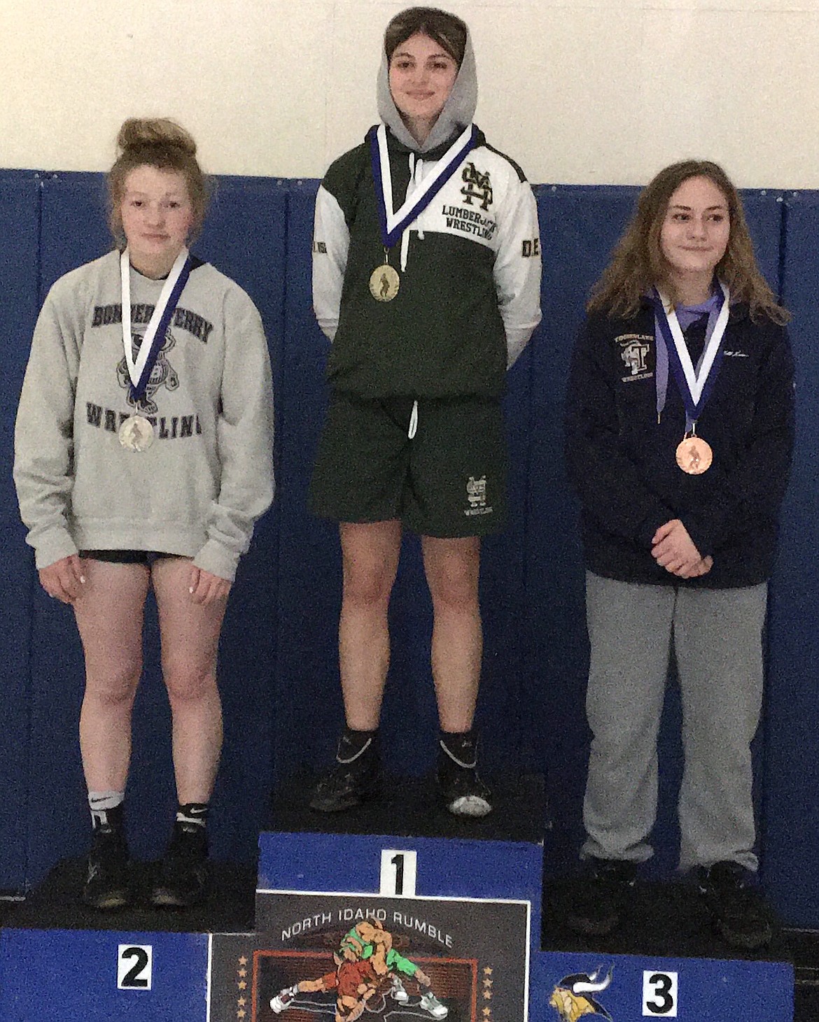 BFHS wrestler Shaylynn Richards, left, took second place in the girls 105/115 division at the North Idaho Rumble tournament in Coeur d’Alene.