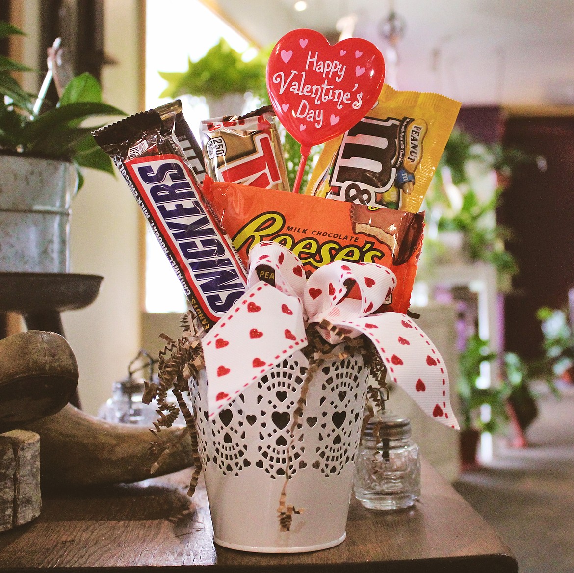 Photo by TONIA BROOKS
A candy gram awaits its Valentine’s Day recipient at Sugar Plum Floral.