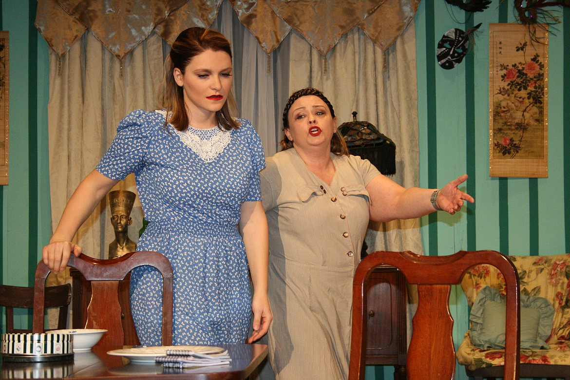 Cheryl Schweizer/Columbia Basin Herald 
  
 Alice (Cecily Hendricks, left) just won't listen to Penny (Jessica Hogge, right) in the Masquers production of 'You Can't Take It With You.'