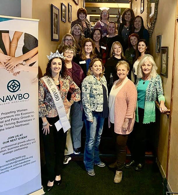 (Courtesy photo)
Bonner County’s Katherine Funk-Adlard, poses with the Spokane chapter of the National Association of Women Business Owners. She is representing the state of Mrs. Idaho in this coming weekend’s national United States of America Pageant.