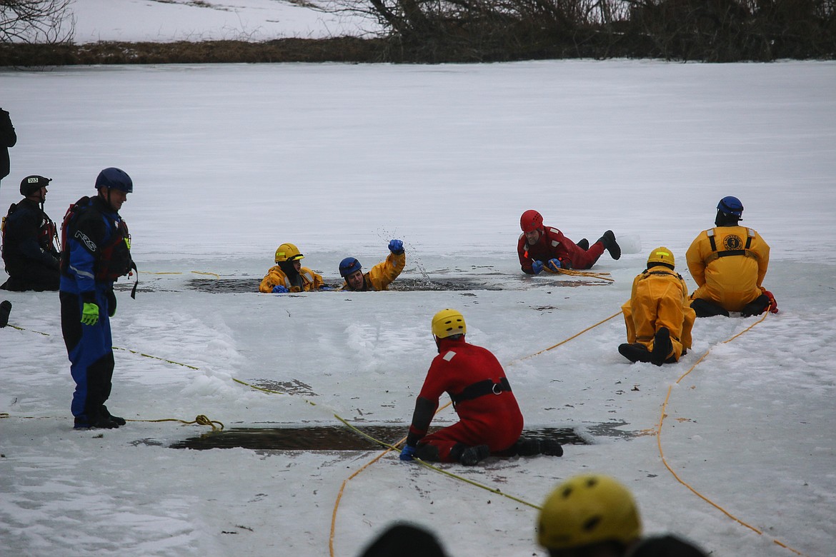 In this scenario, one of the firefighters played the role of an intoxicated victim.