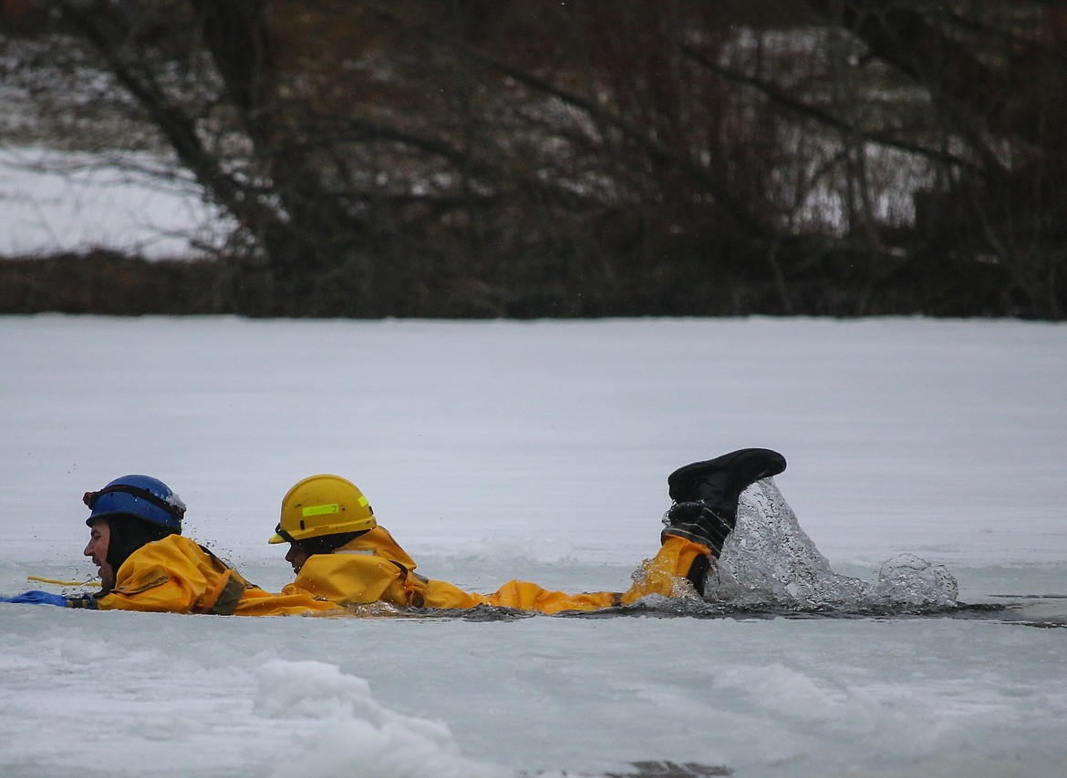 A cold day of training for the firefighters.