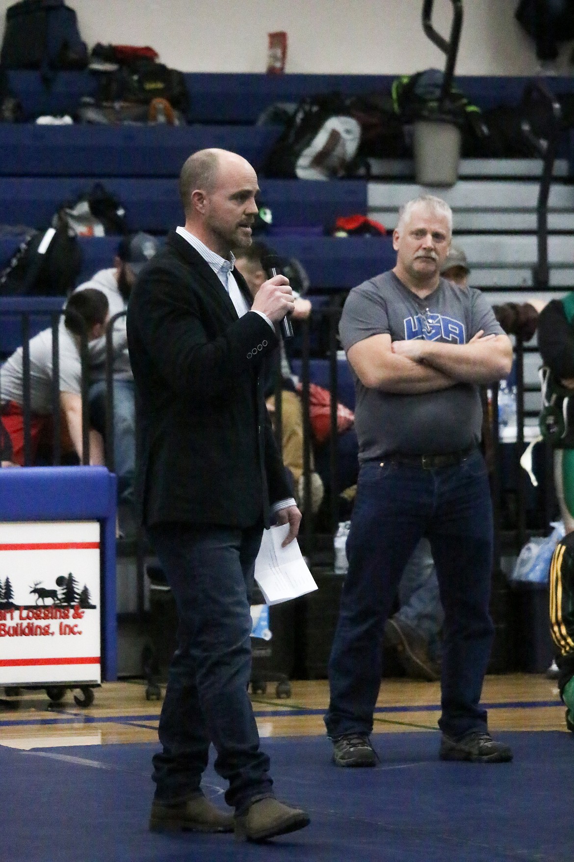 Photo by MANDI BATEMAN 
 Kenton Clairmont asked everyone to stand that had their lives touched by Conrad Garner.