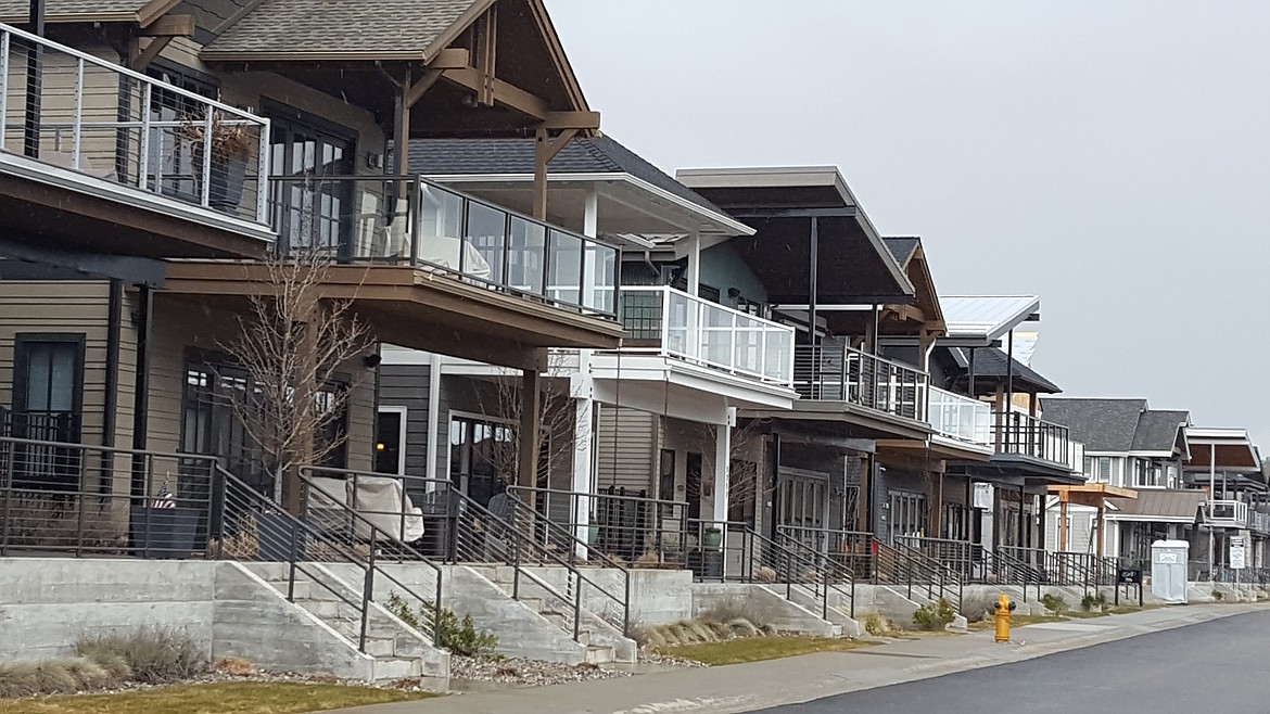 New homes along Bellerive near the Spokane River in Coeur d’Alene’s Riverstone area.