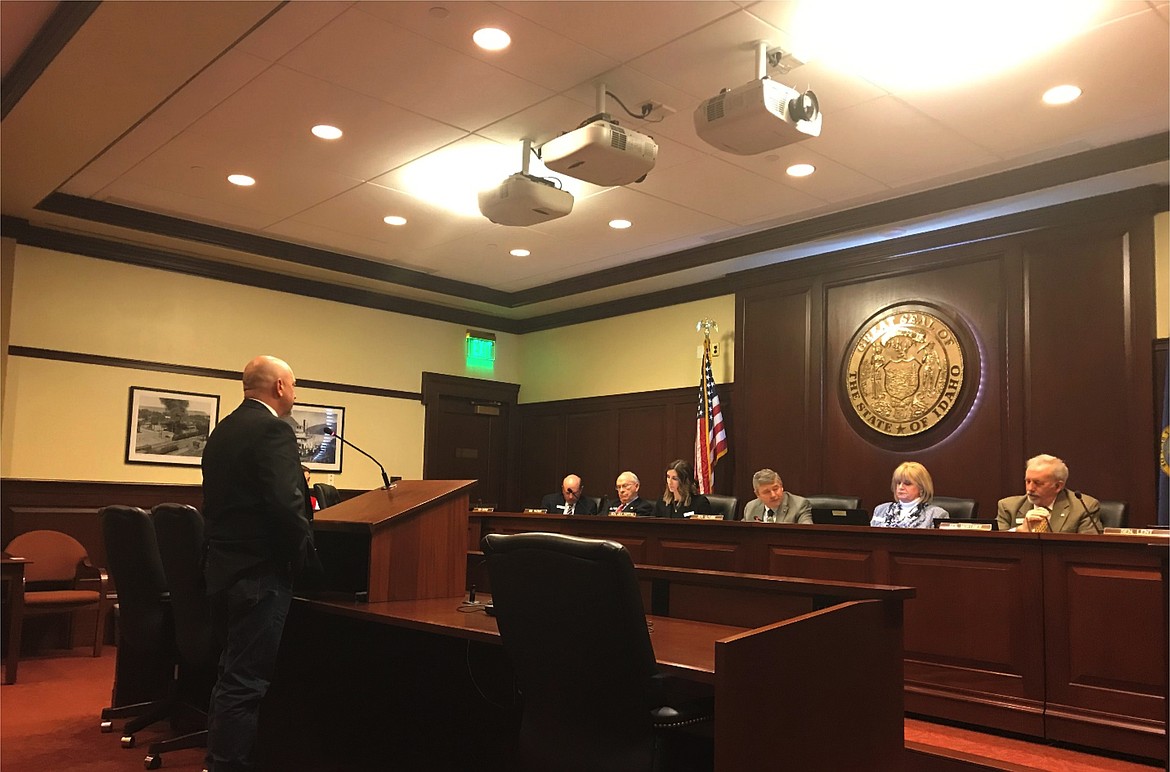 Buhl farmer Tim Cornie testifies before the Senate Agricultural Affairs committee about the potential for industrial hemp in Idaho on Feb. 20.