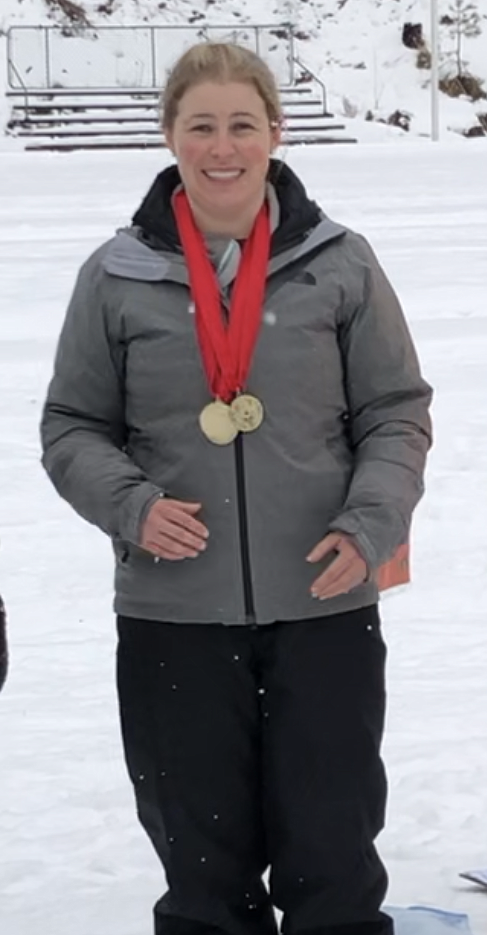 (Photo courtesy of CHRIS PAINTER) 
 Ashley Lengyel poses with her three gold medals at the Special Olympics Winter Games on Feb. 8.