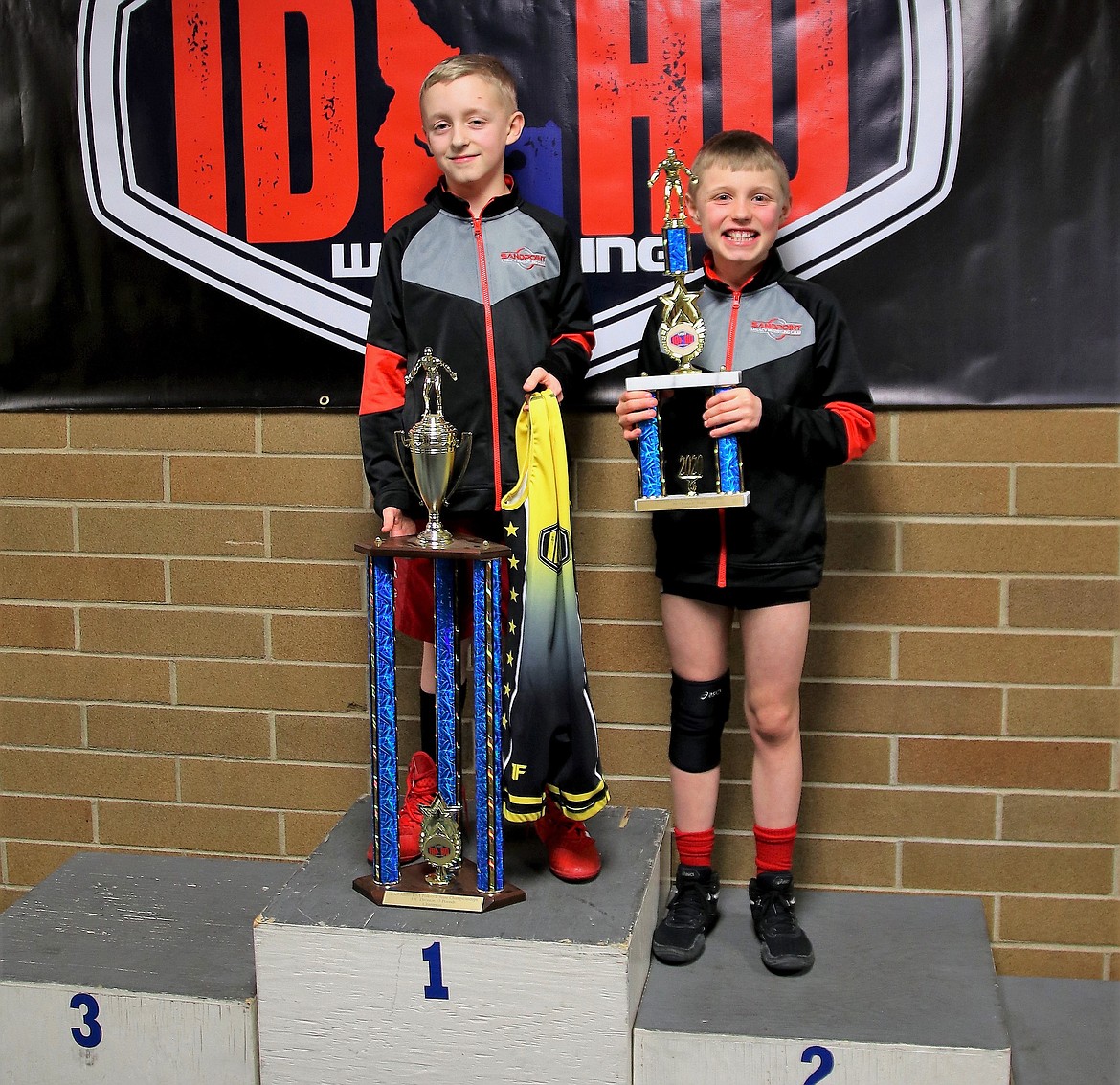 Tyler Wood and Zak Wood each placed at the Idaho Folkstyle State Tournament in Meridian, Idaho on Feb. 8. Tyler took first at 63 pounds and Zak was runner up at 67 pounds in the 10U division.