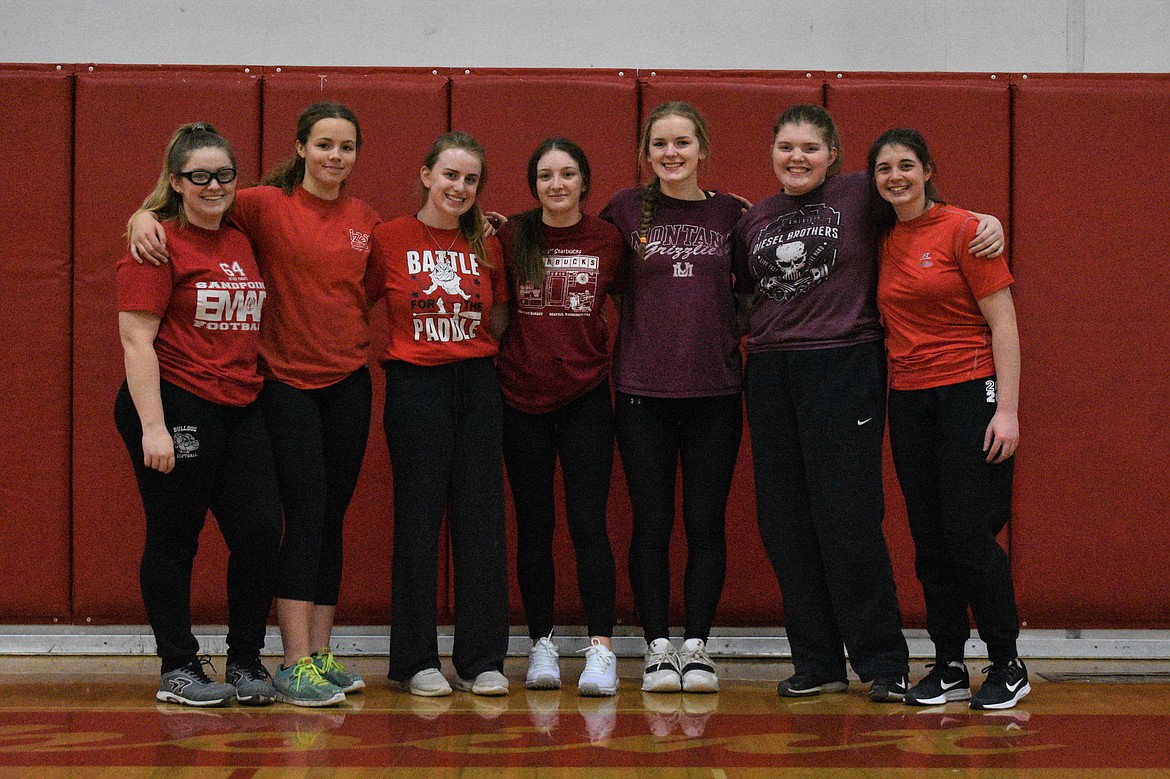 The Sandpoint softball team will lean on a core of seven seniors to help them rebound from a disappointing 5-16 season. Pictured (from left): Jaycie Irish, Izzo Edwards, Abigail Hendricks, Paige Laine, Brooklen Steiger, manager Taite Shockey and Ashley Authier.