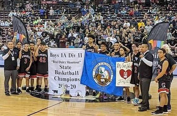 The Lakeside boys basketball team celebrates its state championship on Saturday at the Ford Idaho Center in Nampa. A celebration is planned tonight at 6 at Lakeside High School.