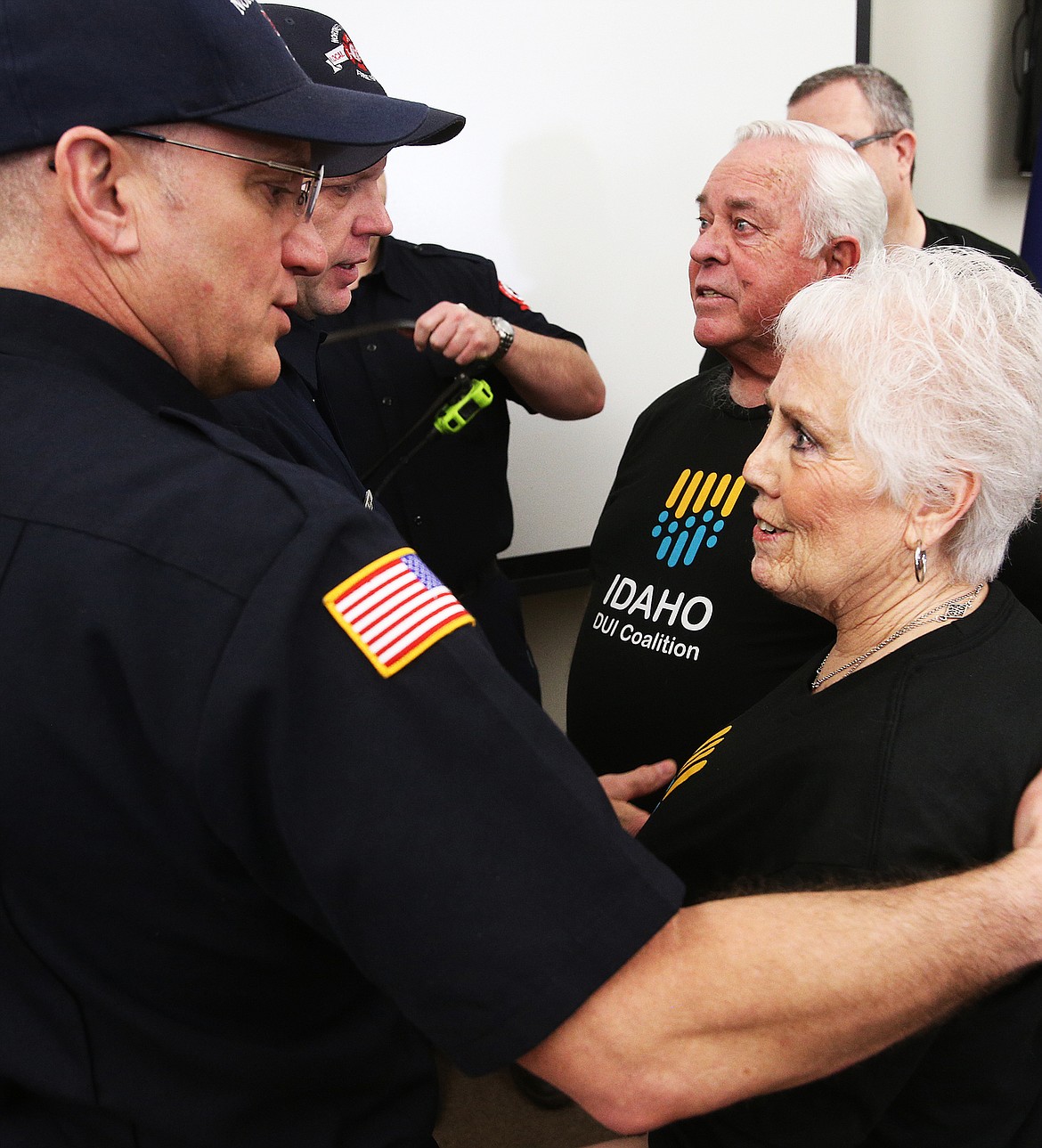 Patricia Allen thanks Northern Lakes firefighter David Sherman and other emergency personnel for responding to a crash inovling her family and her son, Ryan Allen. Cory Kreager was reportedly traveling eastbound on Boekel Road and failed to stop, hitting the driver’s side of the Allens’ van.