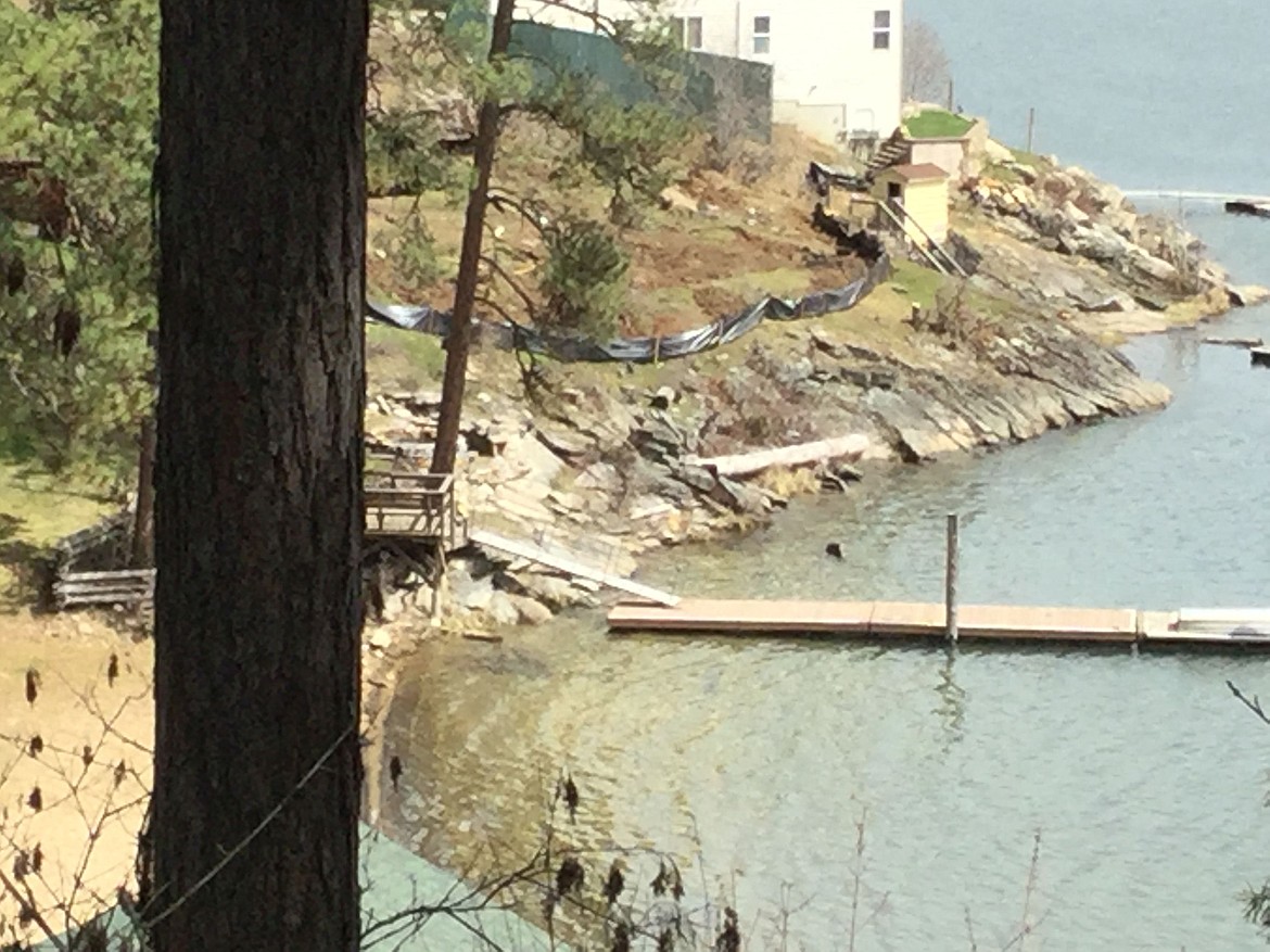 In April a neighbor reported a shoreline violation on this property in Mica Bay to Kootenai County. The county issued a stop work order. Once the property owner installed a silt fence to prevent materials from entering the lake the case was closed. (Photo Courtesy of Kootenai County Community Development Department)
