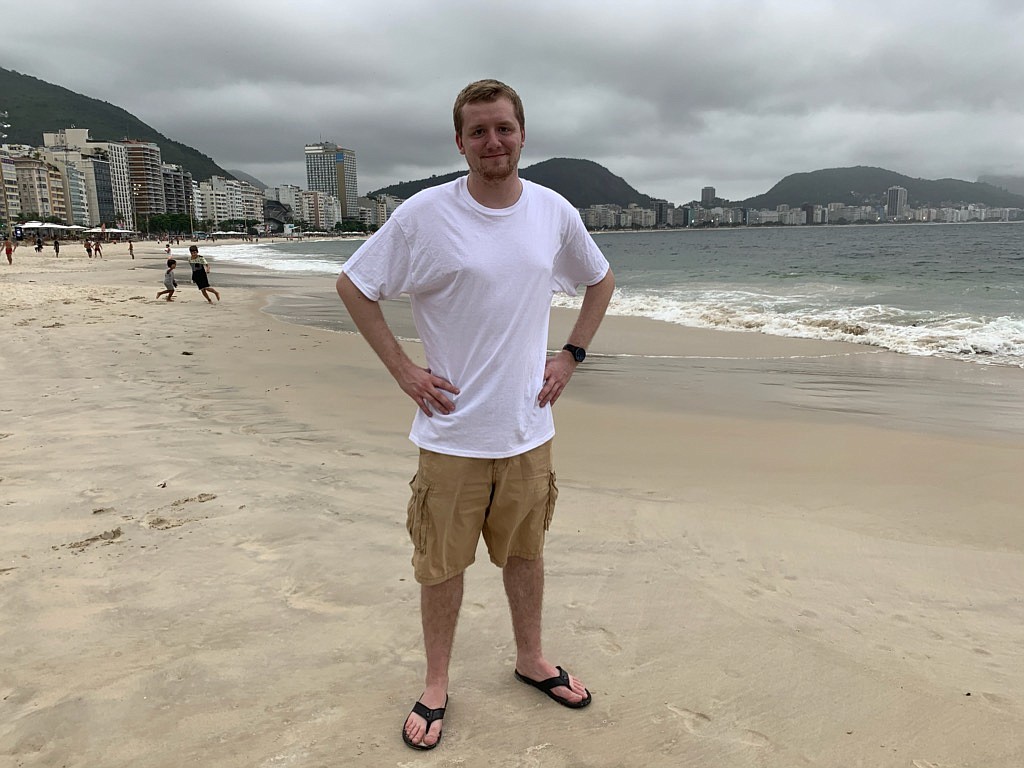 Most recently, Oetken traveled to Brazil in February. Here is Oetken at Copacabana Beach in Río de Janeiro.
