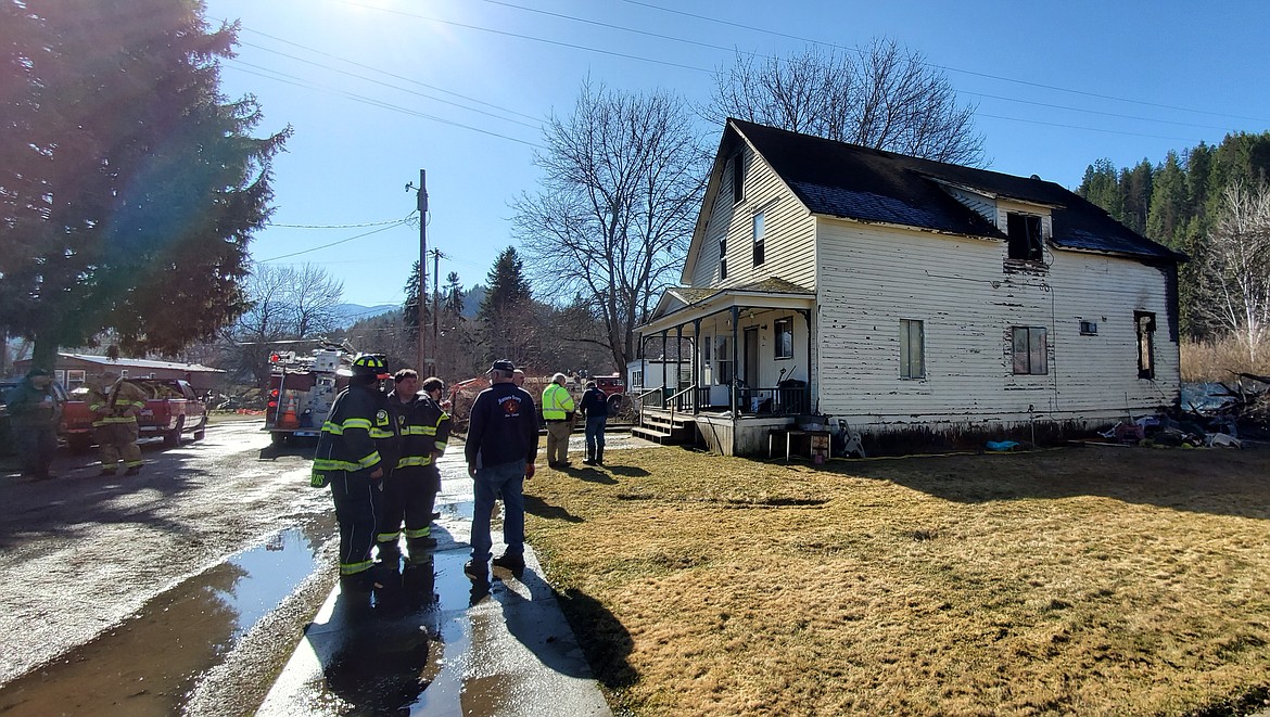 Photo by MANDI BATEMAN 
 Bonners Ferry Firefighters responded to a fire early Monday morning on Cedar Street.