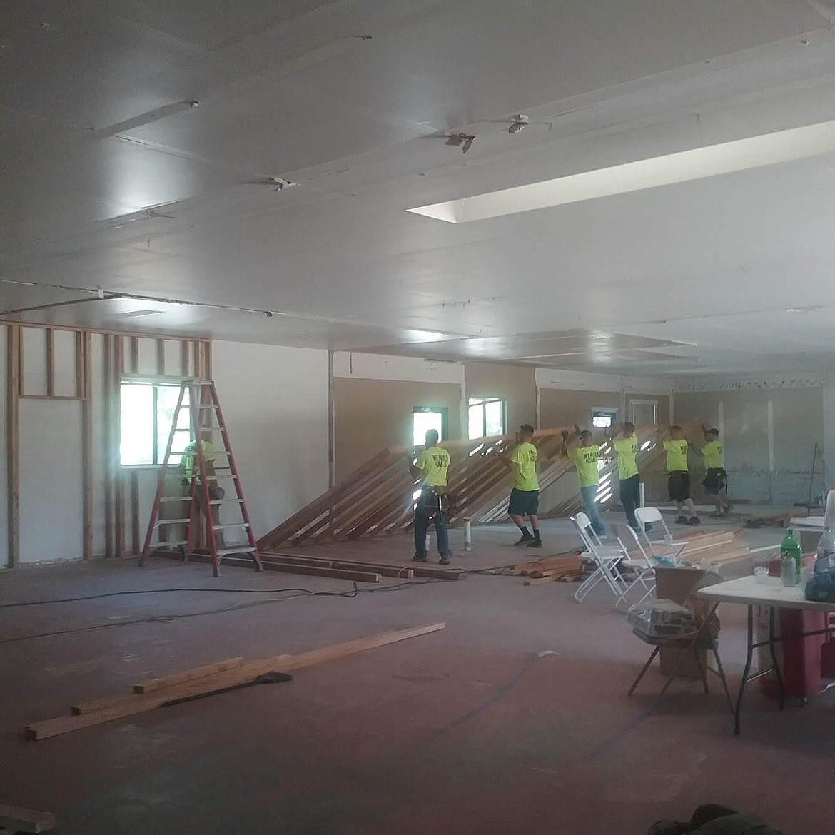 Offenders in Nampa's Community Re-entry Center volunteer their time to build a training center for Special Olympic athletes. The training center will in turn be named after the Nampa CRC. (Photo Courtesy of the Idaho Department of Corrections)