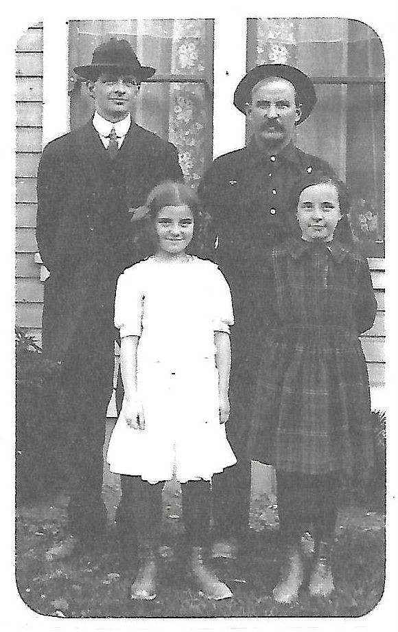 Ginty (black shirt), Nell (dark dress), Ruby — my Mom (white dress), and brother-in-law Warren Tenney.