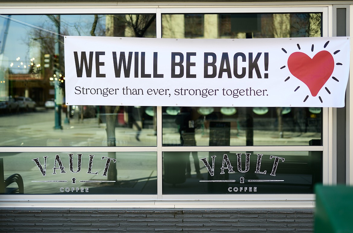 Vault Coffee, although empty, sends out a message of Coeur d'Alene's hope and resilience in times of a pandemic. (Photo by ADAM SCHLUTER/HelloFromAStranger.com)