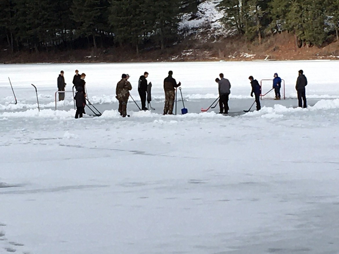 Bill Ouimet, Camp Stidwell superintendent, shared this Best Shot with Dick Vail, who shared it with the Daily Bee. Pictured are the Royal Rangers youth group as they hold first hockey game, on Mirror Lake, during a winter campout at Camp Stidwell in early February. Over 40 Royal Rangers  took part in the winter camp out experience, Vail wrote in submitting the photo. If you have an photo that you took that you would like to see run as a Best Shot or I Took The Bee send it in to the Bonner County Daily Bee, P.O. Box 159, Sandpoint, Idaho, 83864; or drop them off at 310 Church St., Sandpoint. You may also email your pictures in to the Bonner County Daily Bee along with your name, caption information, hometown and phone number to bcdailybee@bonnercountydailybee.com.