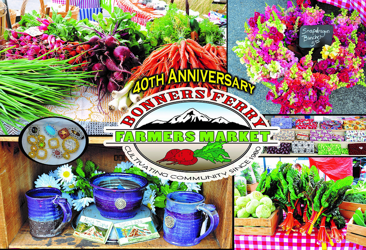 A photo of one of the postcards featuring the Bonners Ferry Farmers Market.