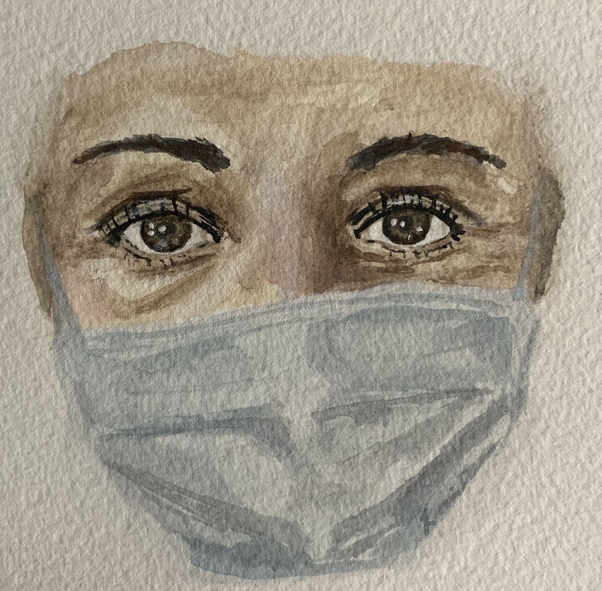 Local artist and occupational therapist Karin Daur Austin painted this portrait after realizing how eyes are revealing what isn’t communicated when faces are covered by masks.