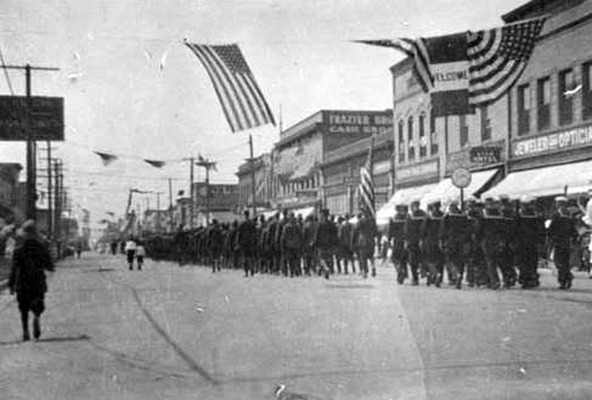 (Photo courtesy BONNER COUNTY HISTORICIAL SOCIETY) 
 Fourth of July parade during post World War I in downtown Sandpoint.