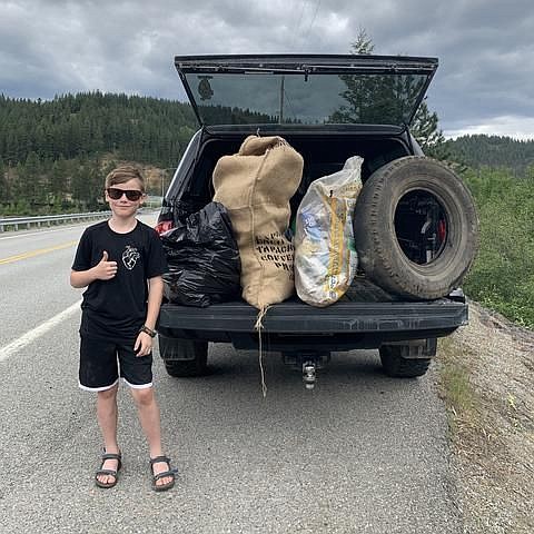 Landon Cederblom after a cleanup of the north end of Lake Coeur d’Alene on Memorial Day 2019. Weston Cederblom says trash proliferates around boat launches and other popular areas along the lake.