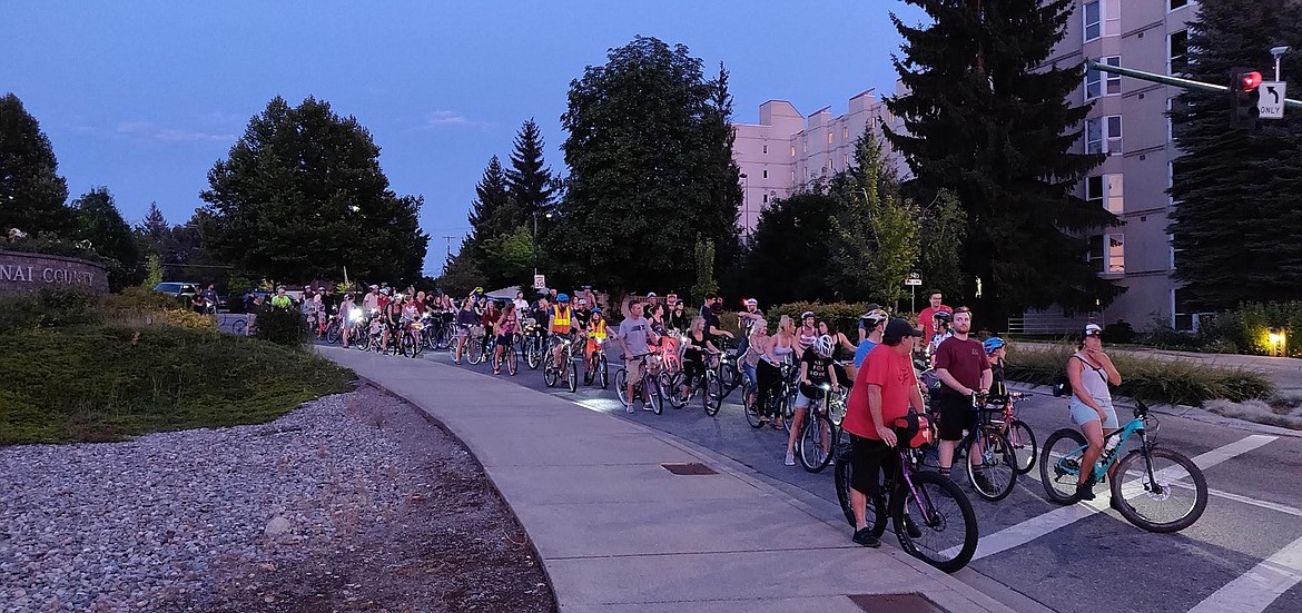 Courtesy photo of the Full Moon Ride cruising downtown Coeur d’Alene. Although the exact route is typically a surprise, the ride is always centered around the city’s heart.
(Photo courtesy of Danica Gilbert)