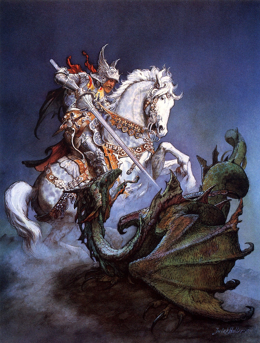 TUMBLR.COM 
 Julek Heller painting of St. George slaying the dragon.