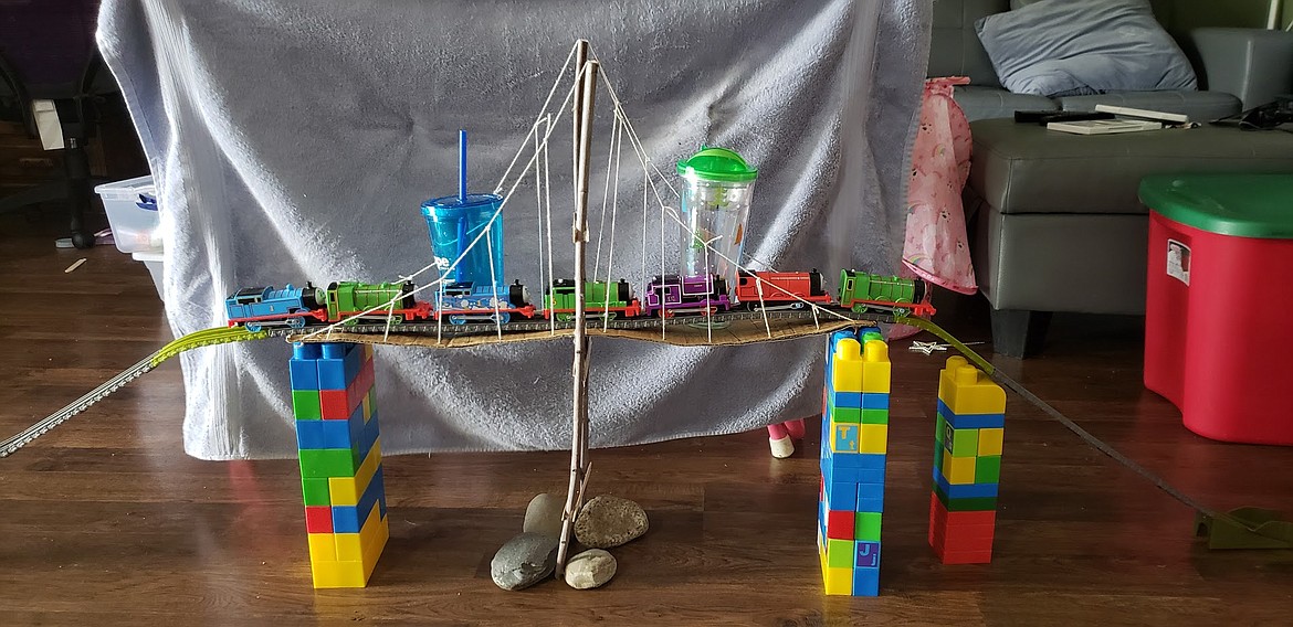 This is one of the bridges that was created by a Ramsey Magnet School of Science fifth-grader to discover the strength of various bridge designs in correlation with their learning of the history of the Hiawatha Trail and the bridges designed and used along the trail. (Courtesy photo)