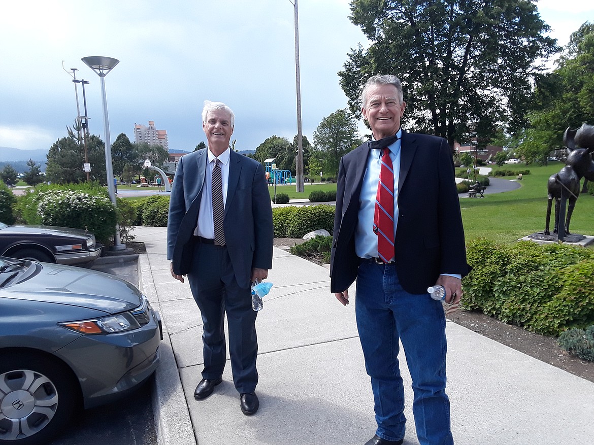 Idaho Gov. Brad Little (right) was joined Monday by State Senate President Pro Tempore Brent Hill in Coeur d’Alene to unveil a property tax relief plan. The plan will pay for public safety salaries in cities and counties, so long as those positions aren’t paid for by property taxes.