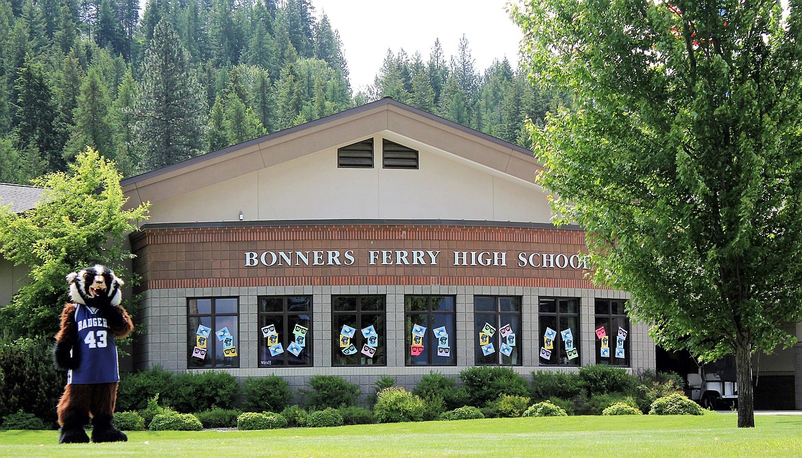 (Photo by TONIA BROOKS) 
 The Bonners Ferry High School mascot was on scene brightening spirits during the Saturday, June 6 high school graduation ceremony.